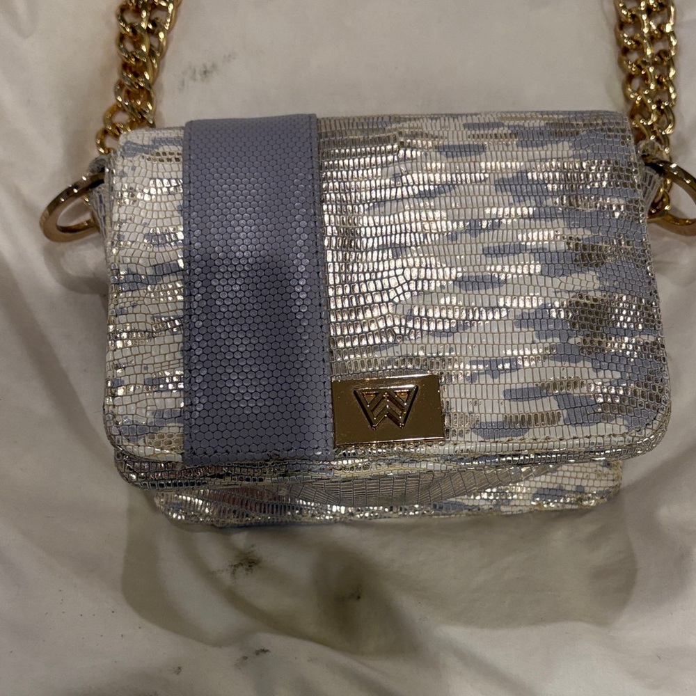 KELLY WHYNNE Elegant Silver and Blue/violet  Women's Bag